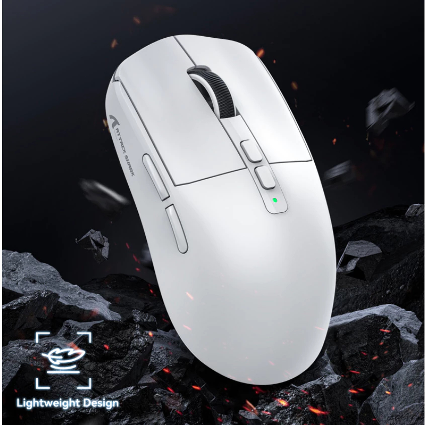 (sẵn tùy màu) Chuột Gaming Không Dây Attack Shark X6 Siêu Nhẹ Chip PAW3395 Đế Sạc Cảm Ứng - Led RGB