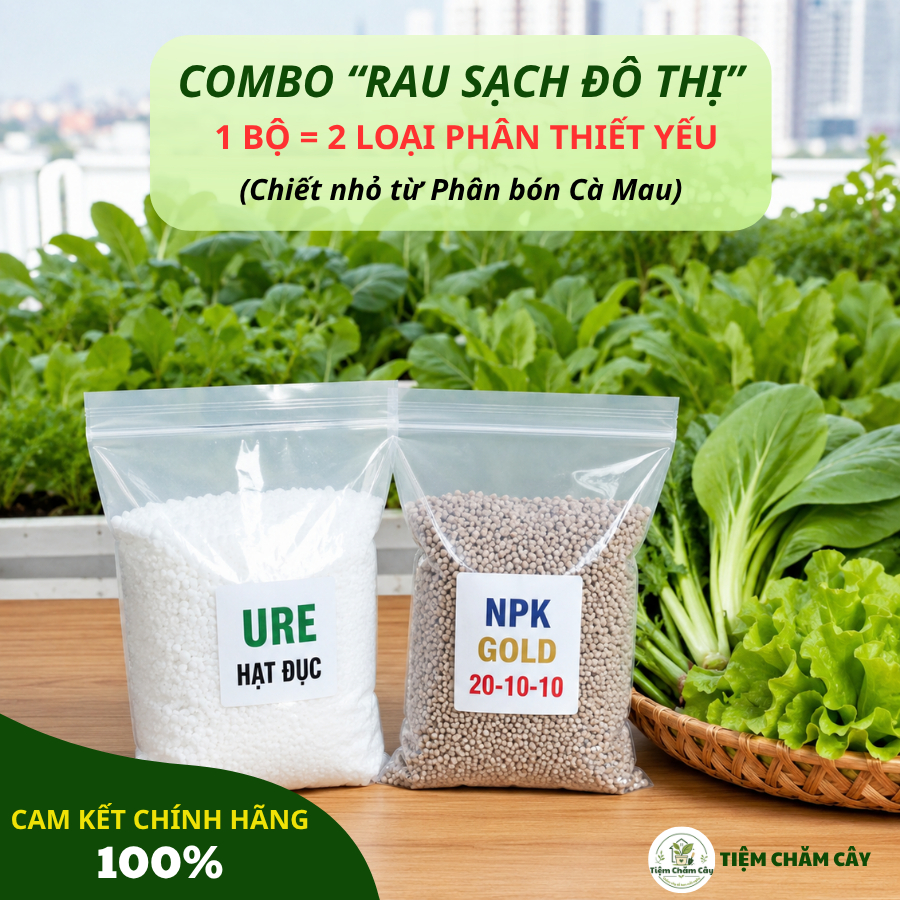 Combo Phân bón Rau Sạch Đô Thị - Rau xanh, Lá khỏe (Ure Cà Mau + NPK Cà Mau 20-10-10)