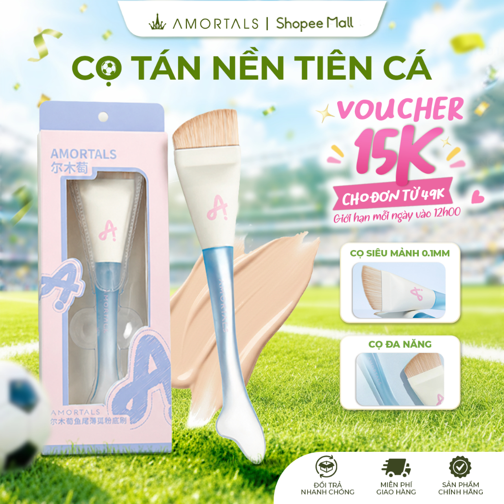 Cọ Tán Nền AMORTALS Cọ Trang Điểm Cá Nhân Tiên Cá Đầu Vát Tán Nền Mịn, Không Vết, Che Phủ Tự Nhiên
