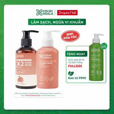Dung Dịch Vệ Sinh Phụ Nữ Gel X2 Nano Nghệ Cỏ Cây Hoa Lá, Hương Đào Chín, Làm Sạch Dịu Nhẹ 150ml