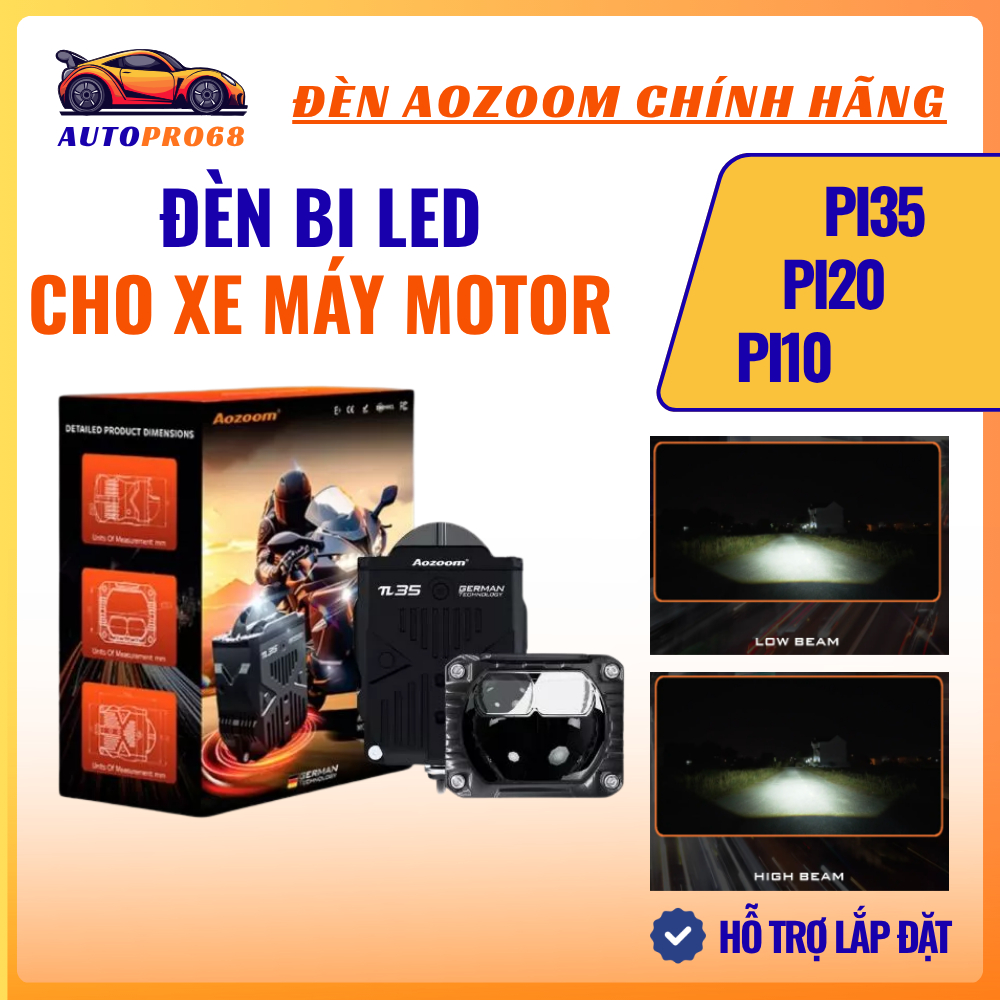 Đèn Led Bi Cầu AOZOOM π35/π10/π20 Đèn Bi Led Cho Xe Máy Xe Motor Pi35 Pi10 Pi20 Công Nghệ Hiện Đại