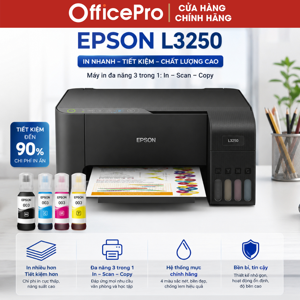 Máy in phun màu đa chức năng Epson EcoTank L3250 (in,copy,scan,wifi)