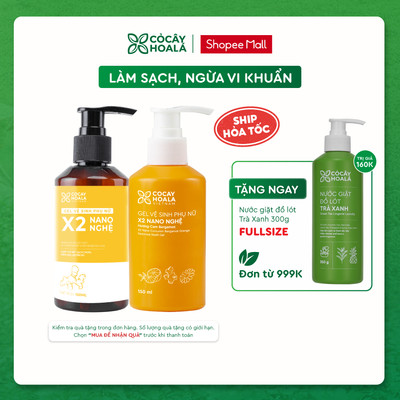 Dung Dịch Vệ Sinh Phụ Nữ Gel X2 Nano Nghệ Cỏ Cây Hoa Lá Chính Hãng Phiên Bản Mới 150ml Làm Sạch Dịu Nhẹ