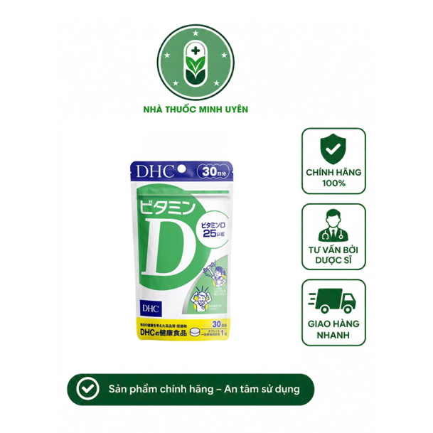 DHC Vitamin D Hỗ Trợ Bổ Sung Vitamin D3 Giúp Hấp Thu Canxi (Gói 30 Viên) - Nhập Khẩu Nhật Bản