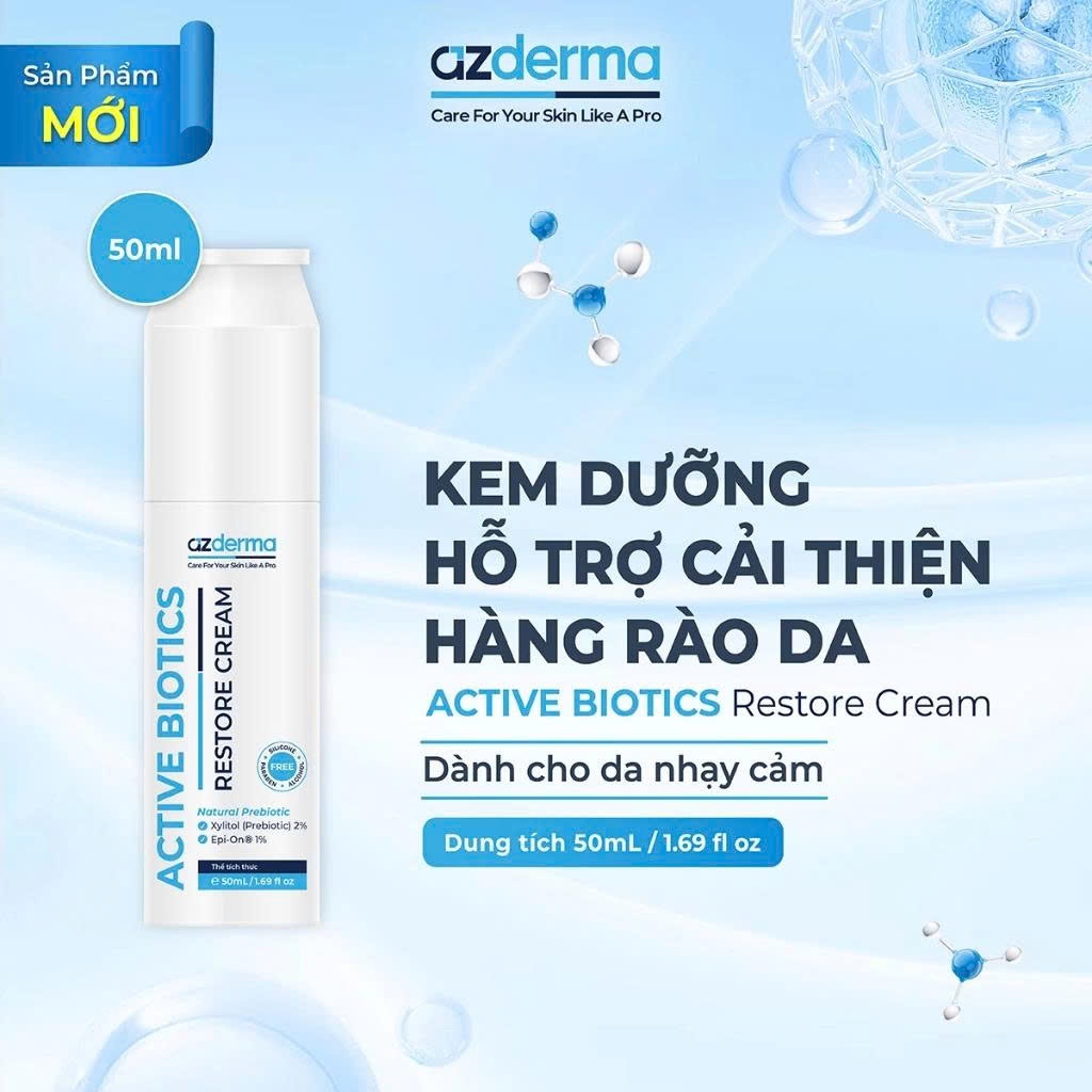 Kem Dưỡng Phục Hồi Azderma Active Biotics Restore Cream 50ml Cải Thiện Đa Tầng Hàng Rào Cho Da Nhạy 