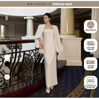 GRACY BY BBSTORE'S Đầm 2 dây tiệc dài cotton dáng suông - DAA74V - Áo blazer tiệc tay dài cotton - AAA74V