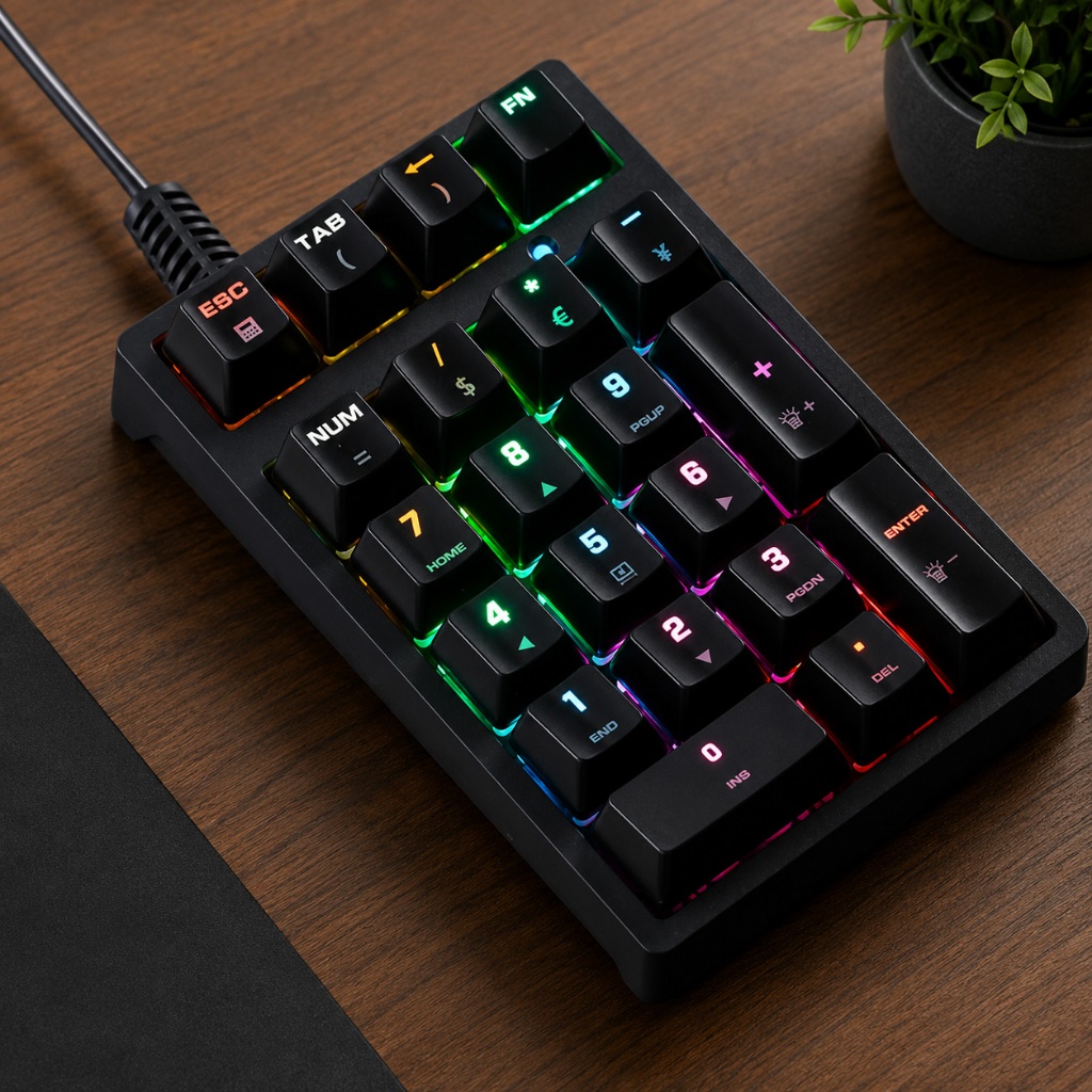 Bàn Phím Số Cơ T21(K21) Mini Nhỏ Gọn 21 Phím Công Tắc RGB Có Dây USB Cắm | EZPC DECOR