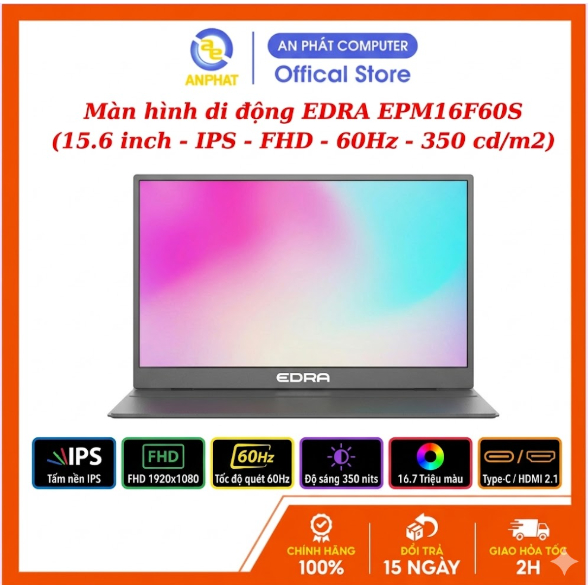 [BH 24 Tháng] Màn hình di động EDRA EPM16F60S (15.6 inch - IPS - FHD - 60Hz)