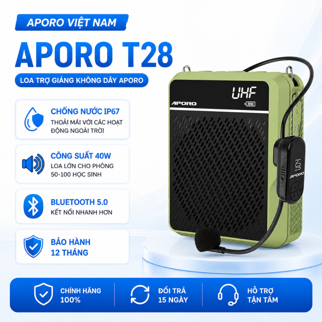 Máy trợ giảng không dây APORO T28 , Loa trợ giảng không dây APORO T28 công…