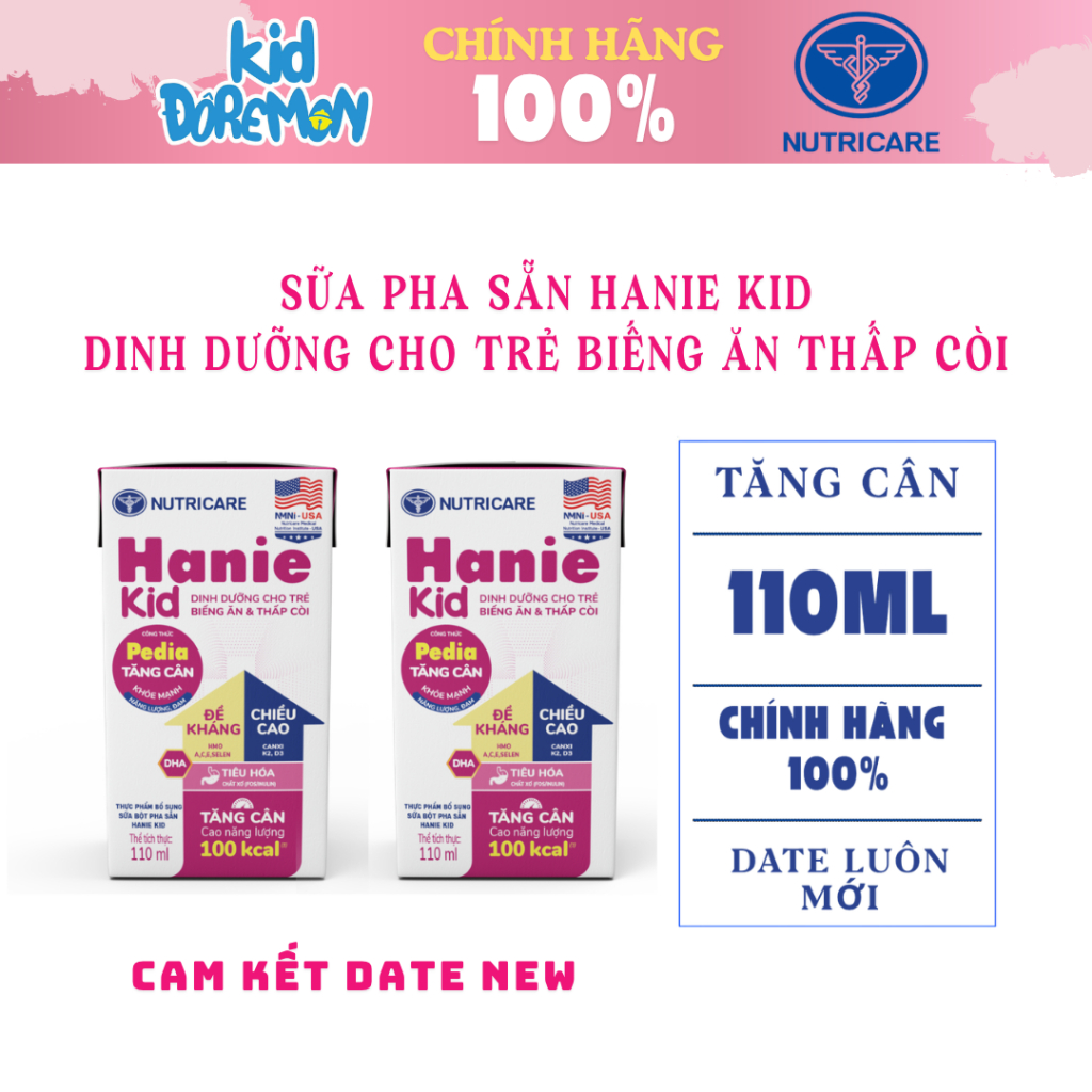 [Nutricare] Sữa DDPS Hanie Kid 110ml pha sẵn cho bé tăng cân