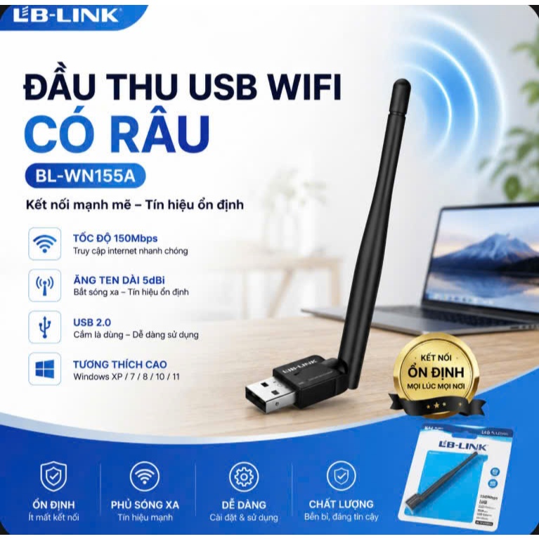 USB Thu Wifi LB-Link BL-WN155A 150Mbps 2.4GHz Có Angten