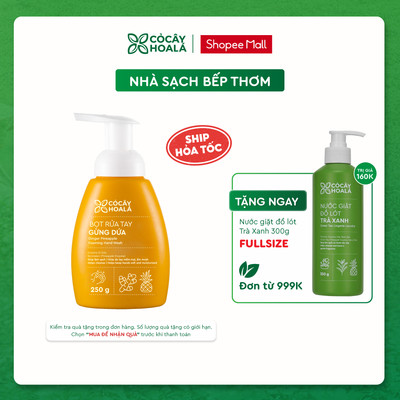 Bọt rửa tay thiên nhiên Cỏ Cây Hoa Lá Gừng Dứa dịu nhẹ, dành cho da tay nhạy cảm, dễ kích ứng - dung tích 250g