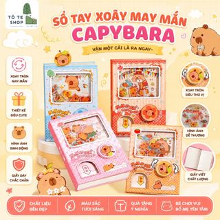 Đồ chơi - Sổ Tay Xoay Capybara, CHÓ Shiba Mini – Sổ Tay Có Nút Vặn Lấy Hình Dễ Thương, 80 Trang
