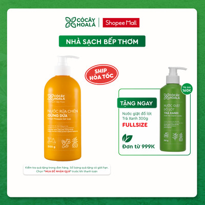 Nước rửa chén Cỏ Cây Hoa Lá Gừng Dứa dành cho da tay nhạy cảm, dễ kích ứng - dung tích 500g