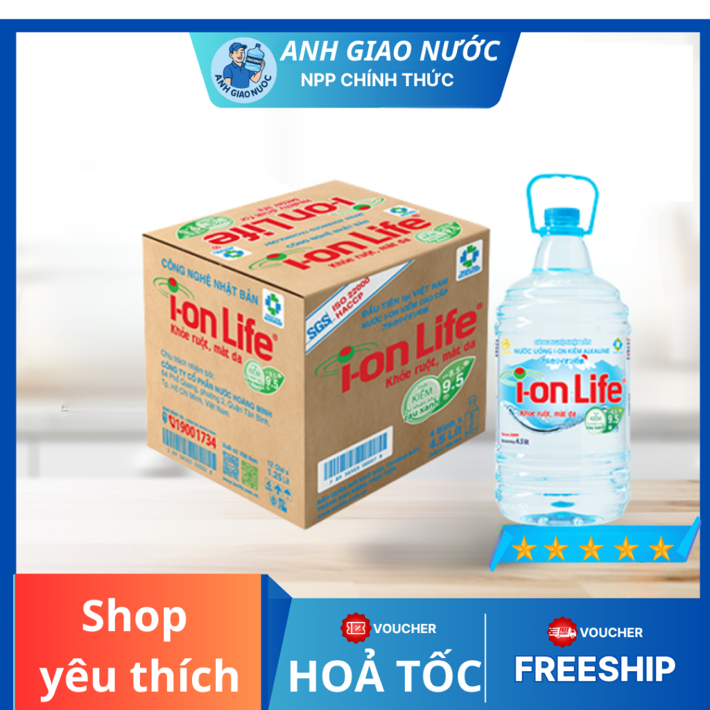 [ Hoả tốc ]Ion Life 4.5L Nước Ion Kiềm Chính Hãng - Chai Lớn Tiện Dùng Cho Gia Đình & Văn Phòng