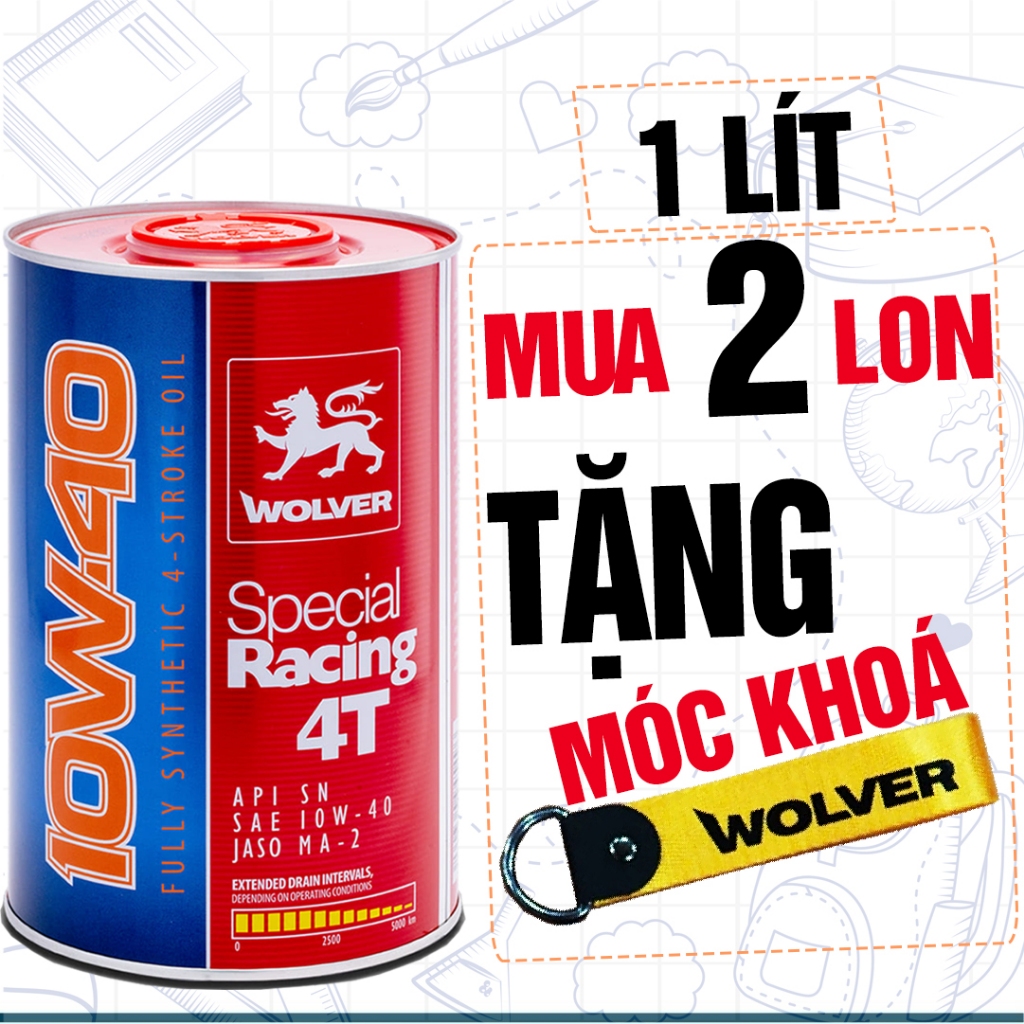 (QUÀ Ngon) Nhớt Xe Máy Wolver Special Racing 10W40 + Súc máy Wolver, Nhập Châu Âu