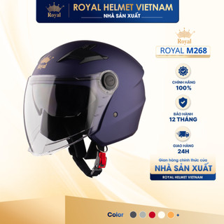 [NHÀ SẢN XUẤT][MỰC] Mũ Bảo Hiểm 3/4 Đầu M268 Trơn 2 Kính Royal Helmet, Có Kính Râm Bảo Hành 12 Tháng