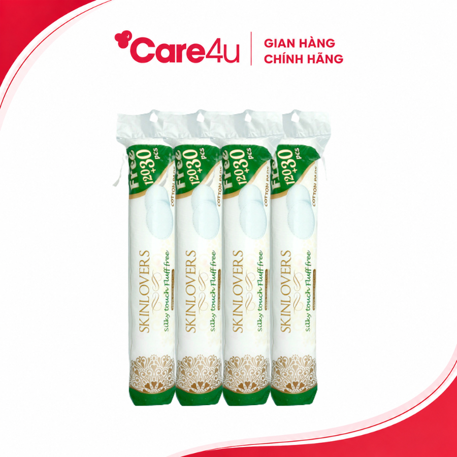 Combo 4 gói bông tẩy trang skinlovers 150 miếng siêu tiết kiệm không xơ bông (4x150)