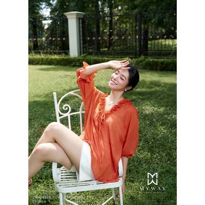 Áo Sơ Mi Nữ Form Suông MY WAY Phối Bèo Chất Tơ Nhẹ Mát Sang Chảnh 2MA14285