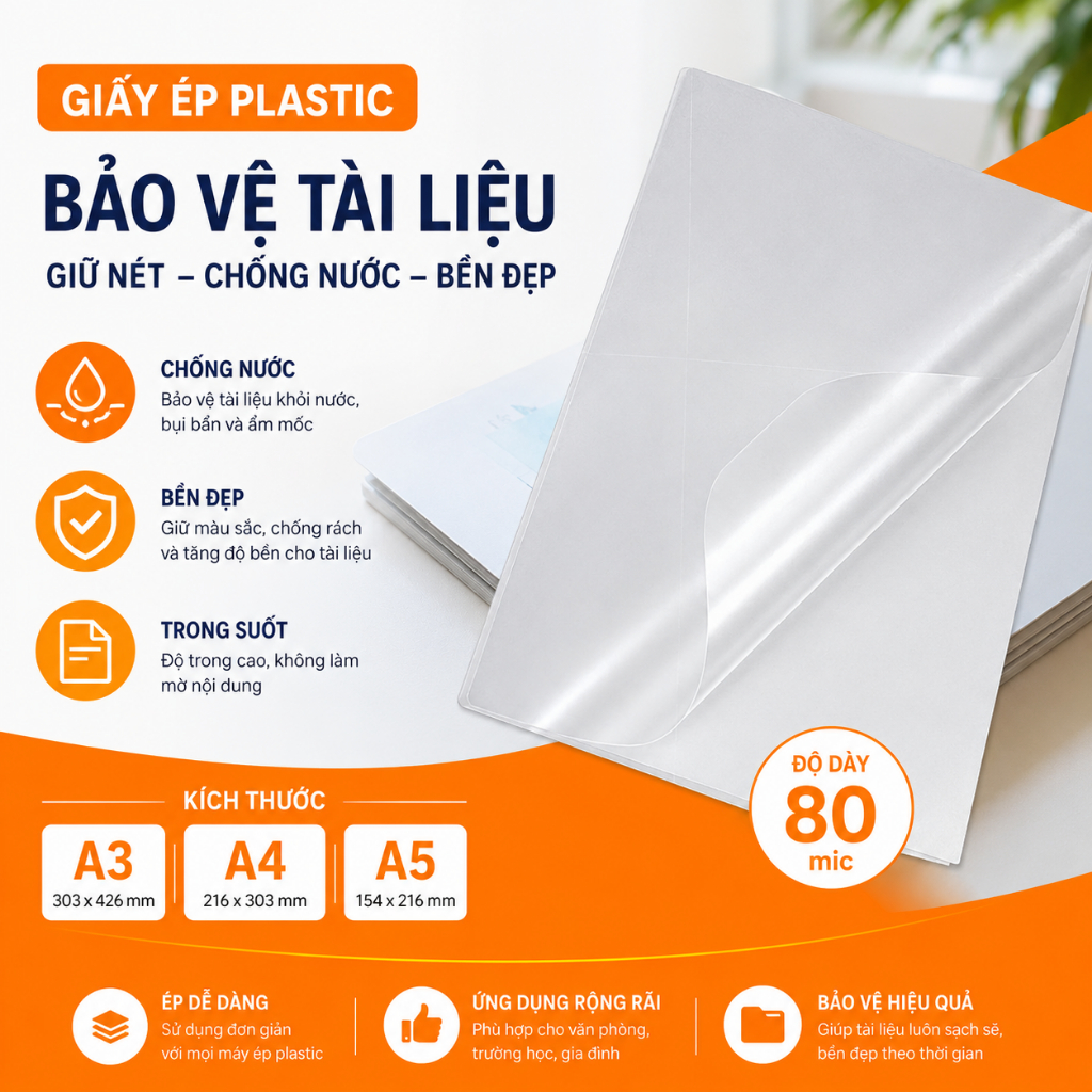 Giấy ép plastic khổ A5 A4 A3 - 80 mic