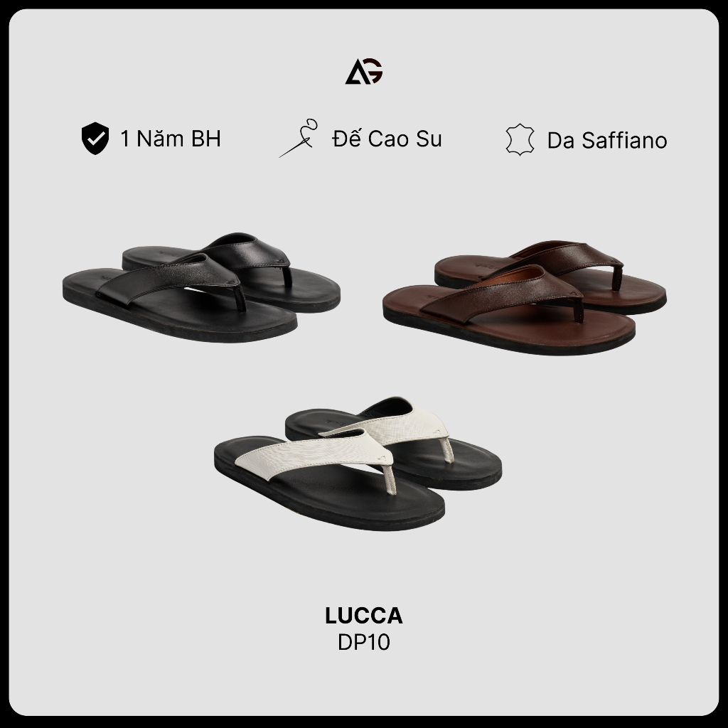 Dép Lê Nam Xỏ Ngón Lucca Chất Liệu Da Microfiber Đế Cao Su Chống Trượt Đi Biển August Shoes DP10