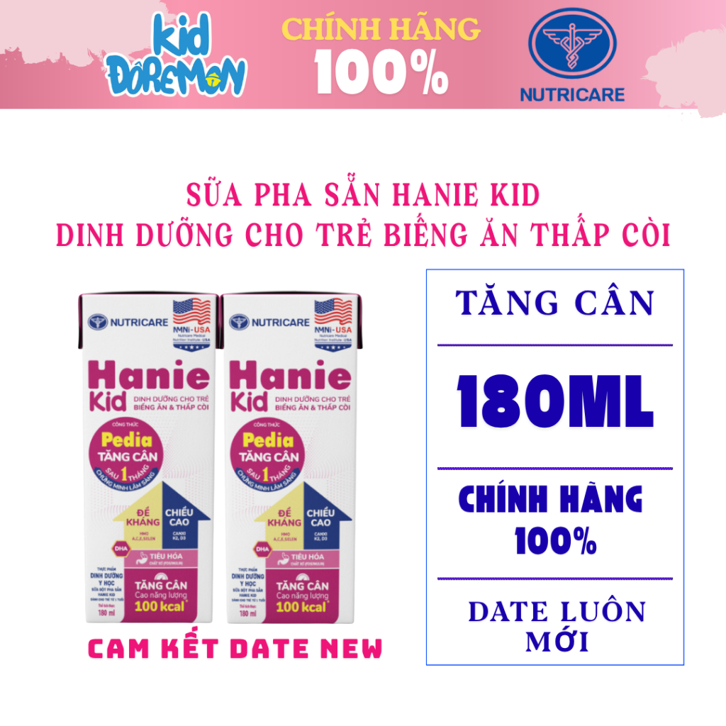 [Nutricare] Sữa DDPS Hanie Kid 180ml pha sẵn cho bé tăng cân