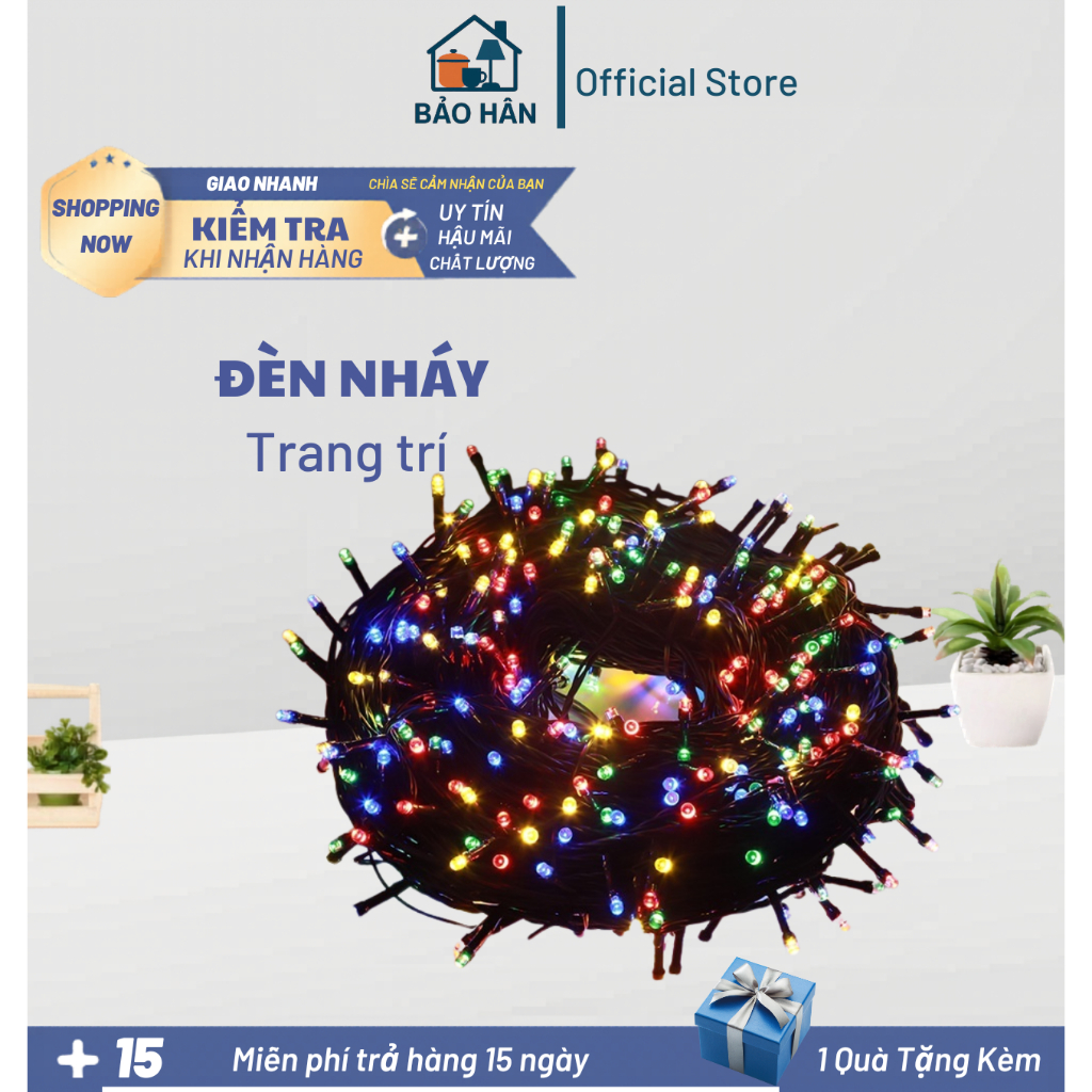 Bộ Đèn Nháy 50M Kim Cương, Dây Led 4 lớp kích thước 50M Trang Trí