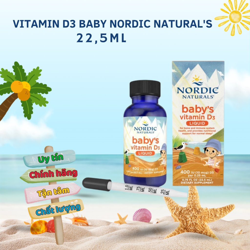 [NHẬP KHẨU] Thực phẩm bảo vệ sức khoẻ Nordic Naturals Baby’s vitamin D3 - D3 thuần - Bee baby mart