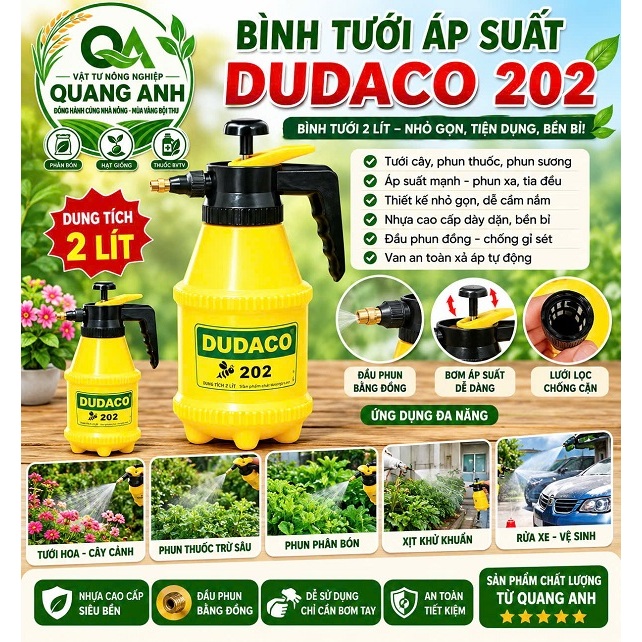 Bình Tưới Cây DUDACO 2 Lít Cao Cấp – Thiết Kế Thông Minh, Tưới Cây Nhẹ Nhàng