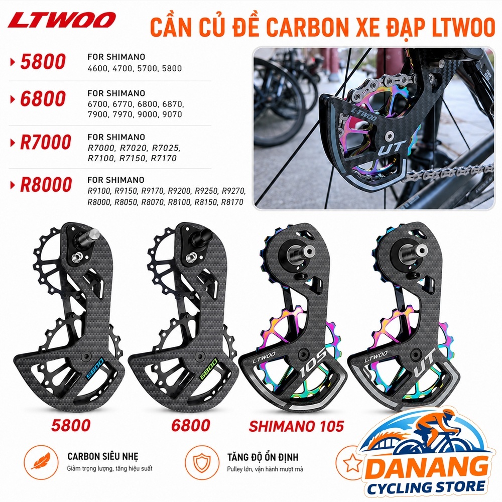 Cần Gạt Đề Carbon Xe Đạp LTWOO CYCLAMI Tương Thích Shimano 4600 4700 5700 5800 6700 6800 9000 R7000 