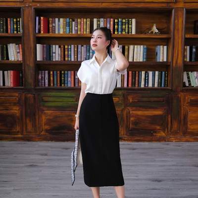 Áo sơ mi lụa công sở tay hến cổ bẻ nẹp cúc sang trọng Callene (l2995)