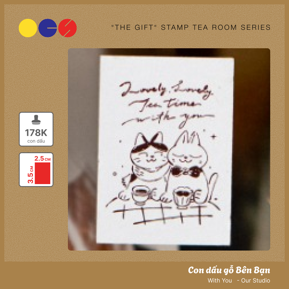 Con dấu gỗ Bên Bạn - With You - hãng Ours Studio - "The Gift" Tea Room Series - 35 x 25 mm - Trang T