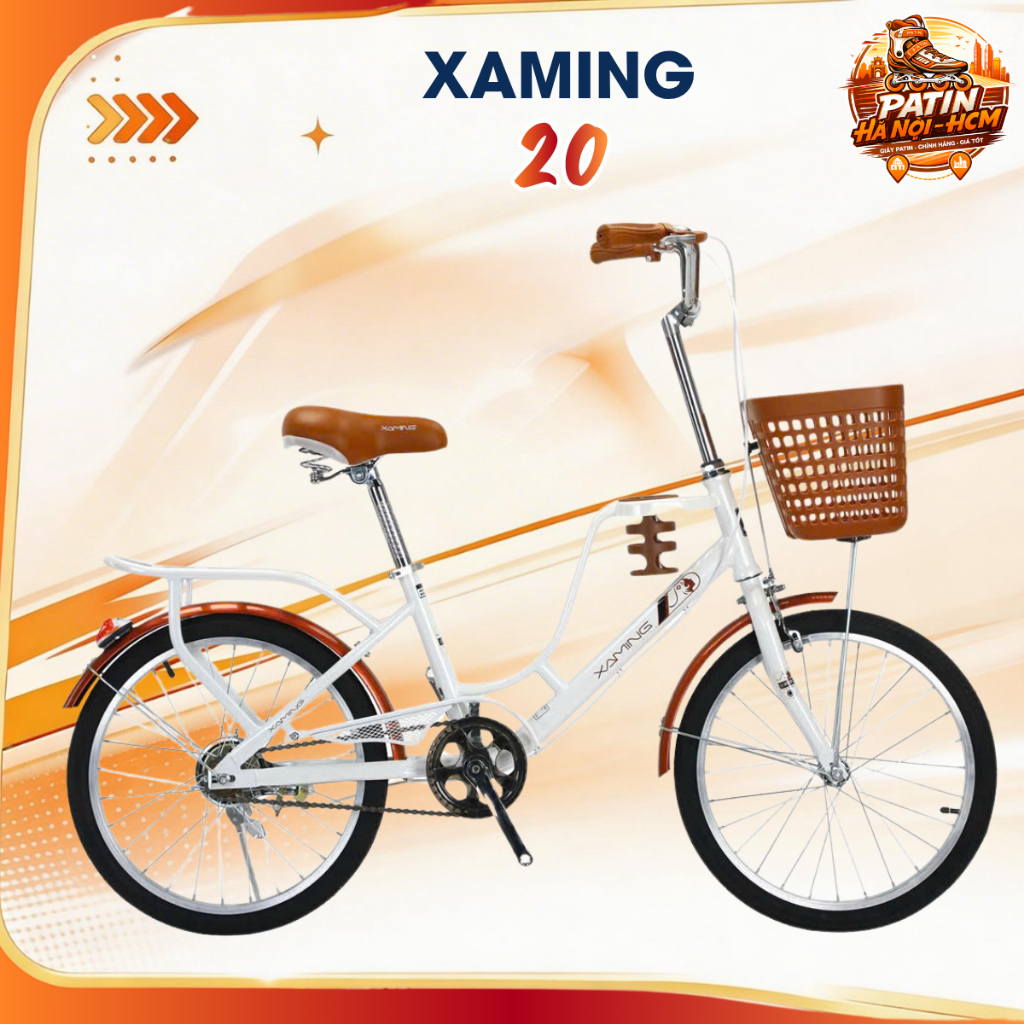 Xe đạp trẻ em Xaming 20 vành nan chắc chắn 3 màu trắng/vàng/hồng size 20-24 inch