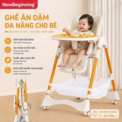 Ghế Ăn Dặm Đa Năng Cho Bé 6-36 Tháng, Điều Chỉnh 6 Mức Độ Cao, Gấp Gọn, Dây Đai 5 Điểm, Có Bánh Xe