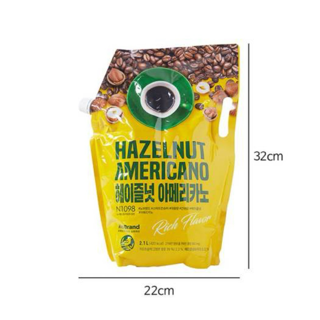 Cà Phê Americano Uống Liền Hạt Phỉ Hazelnut No Brand Túi 2,1L