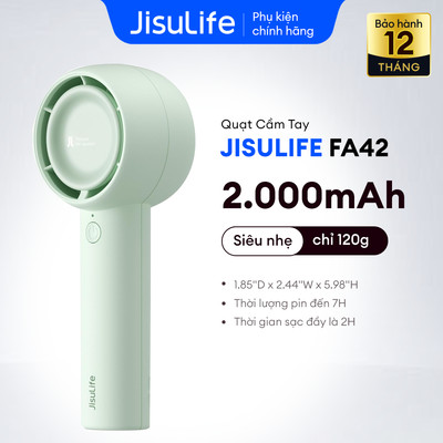 Quạt Cầm Tay Mini JISULIFE FA42 Thế Hệ 3.0 - Siêu Nhẹ 120g, Pin 2000mAh, Giảm Ồn 35dB, Động Cơ Air Turbo Siêu Mát