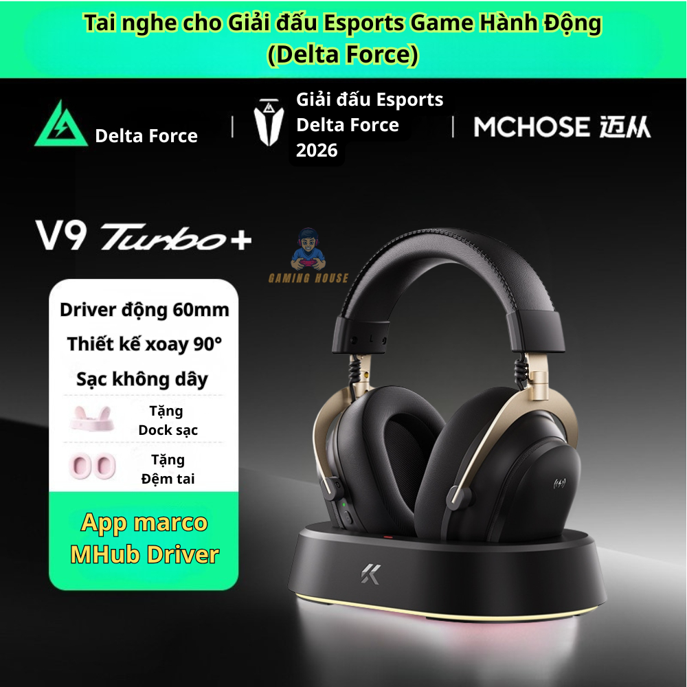 Tai nghe Gaming không dây Mchose V9 Tubo | Tubo Plus - Pin 2000mah - 3 Mode - Driver 60mm