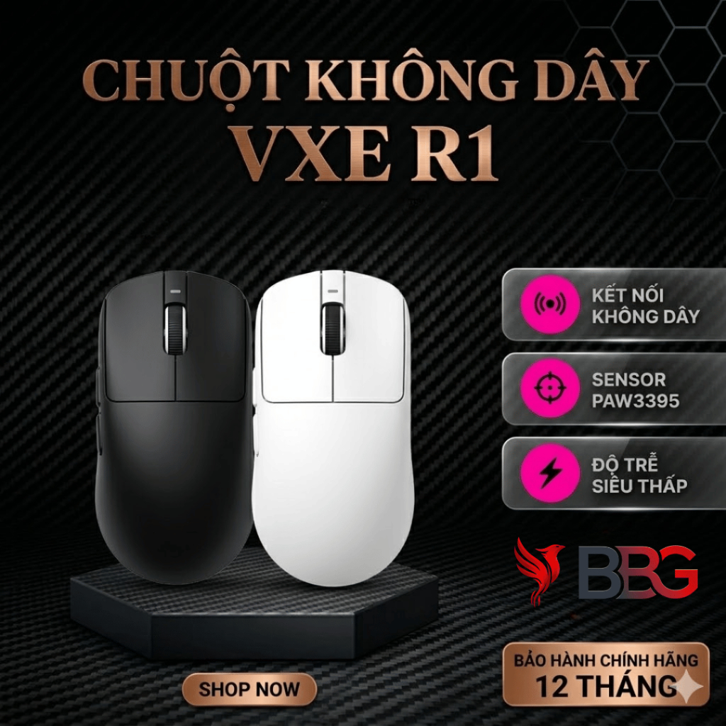 [BH 12TH] Chuột không dây VXE R1 SE - R1 SE Plus -3 chế độ kết nối - Chuột gaming giá rẻ dùng cho PC, laptop