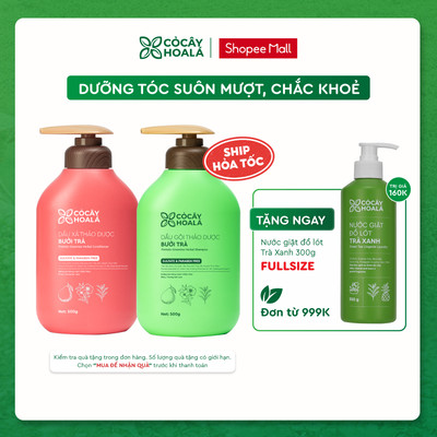 Combo Dầu Gội Xả Bưởi Trà Cỏ Cây Hoa Lá 500g Phục Hồi Tóc Hư Tổn