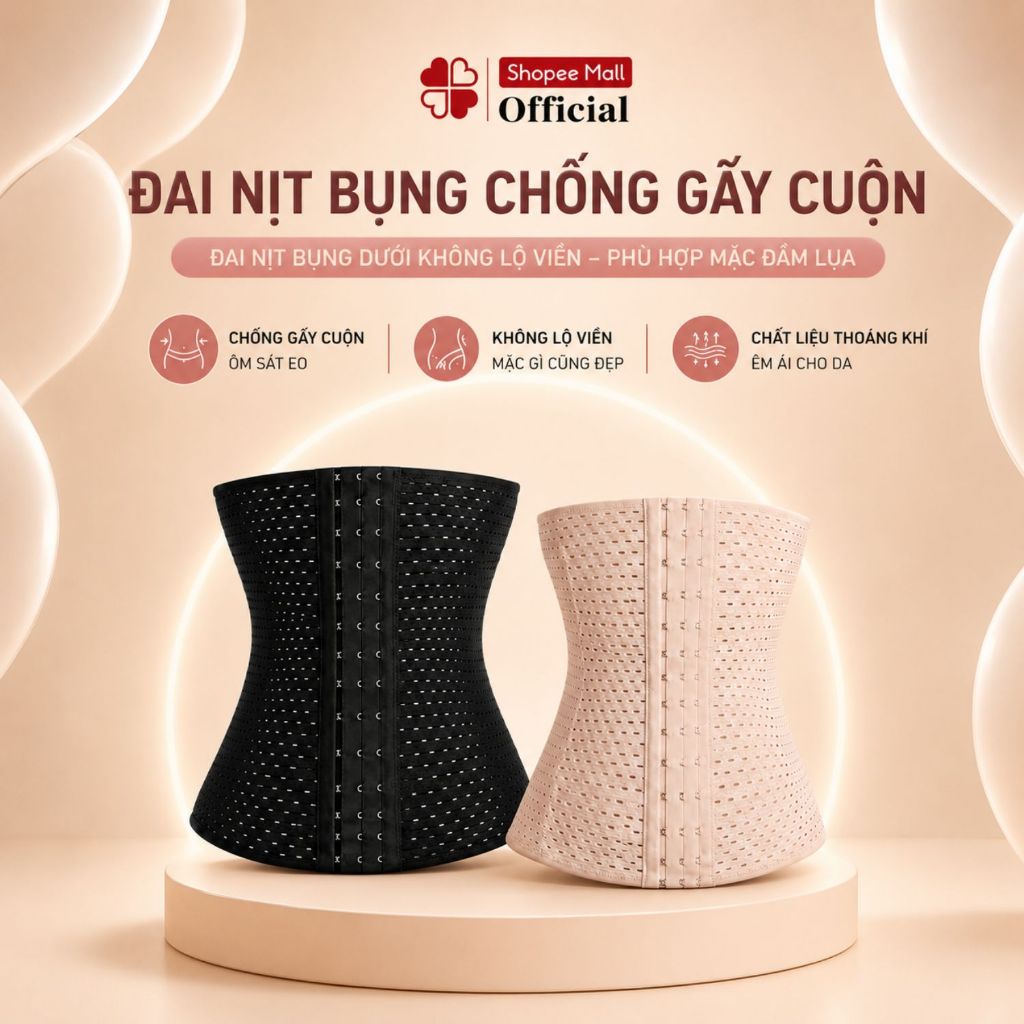 [ HỎA TỐC HCM] Đai nịt bụng sau sinh CLOVER giảm mỡ bụng định hình siết eo mặc váy chống cuộn - 3342