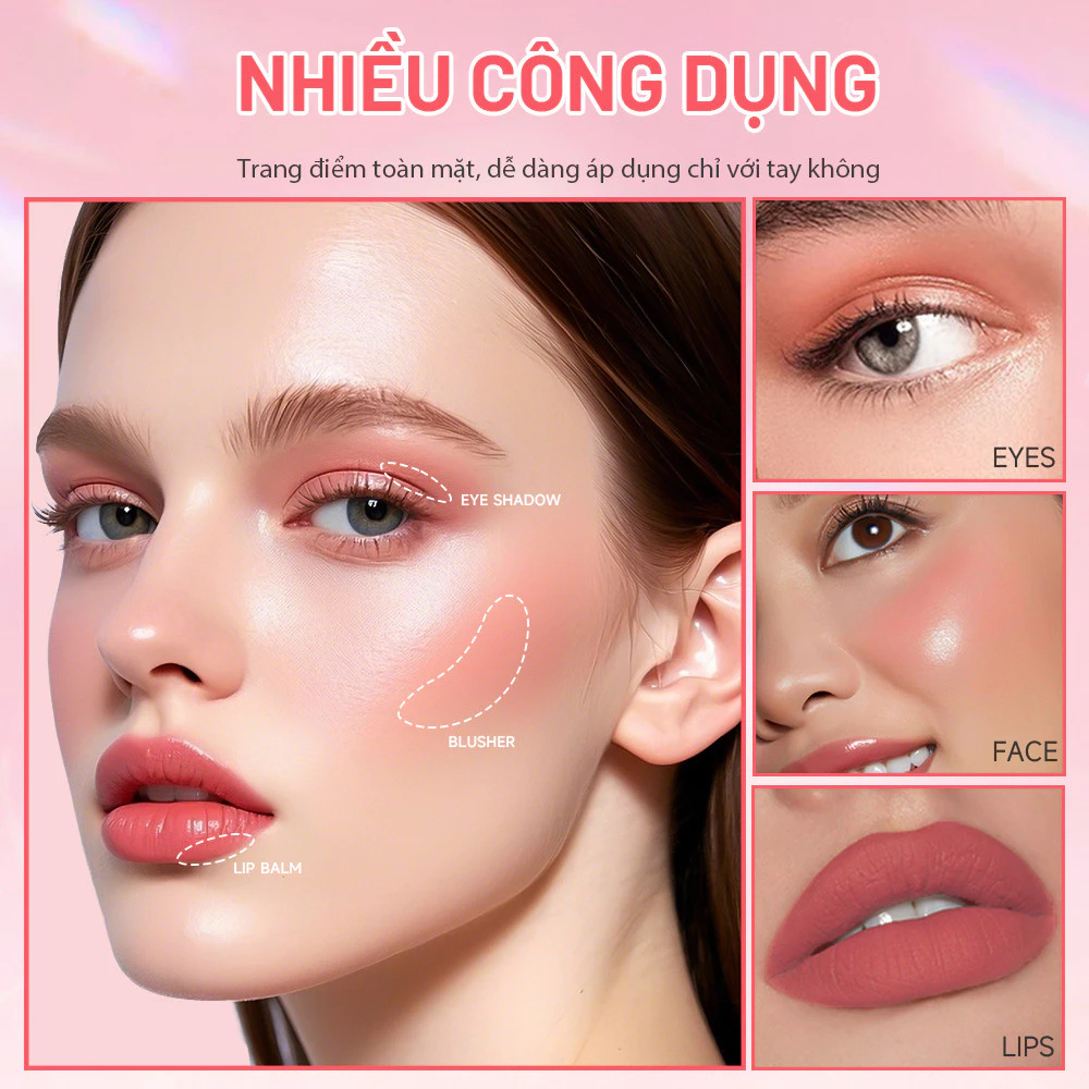Phấn má hồng chính hãng 3 IN1 Kabeina CHÍNH HÃNG 🌸🌷 Red V03 CAM 02