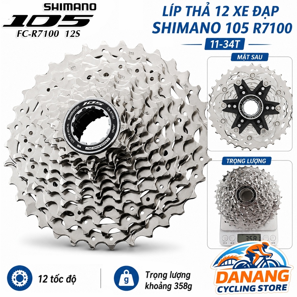 Líp Thả 12 Tầng (Cassette) Xe Đạp SHIMANO 105 CS R7100 / R7101  11-34T – Chính Hãng, Không Hộp