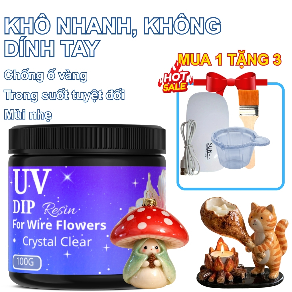 Keo UV Resin Phủ Bóng Bảo Vệ Đất Sét Tự Khô - Hiệu Ứng Bóng Gương Như Gốm Sứ, Khô Khô Ráo Cực Nhanh