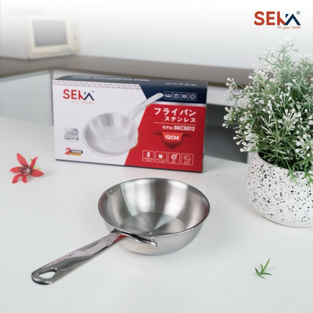 Chảo Seka Inox 304 Size 12cm Đúc Nguyên Chống Dính Tự Thân,Tương Thích Với Mọi Loại Bếp