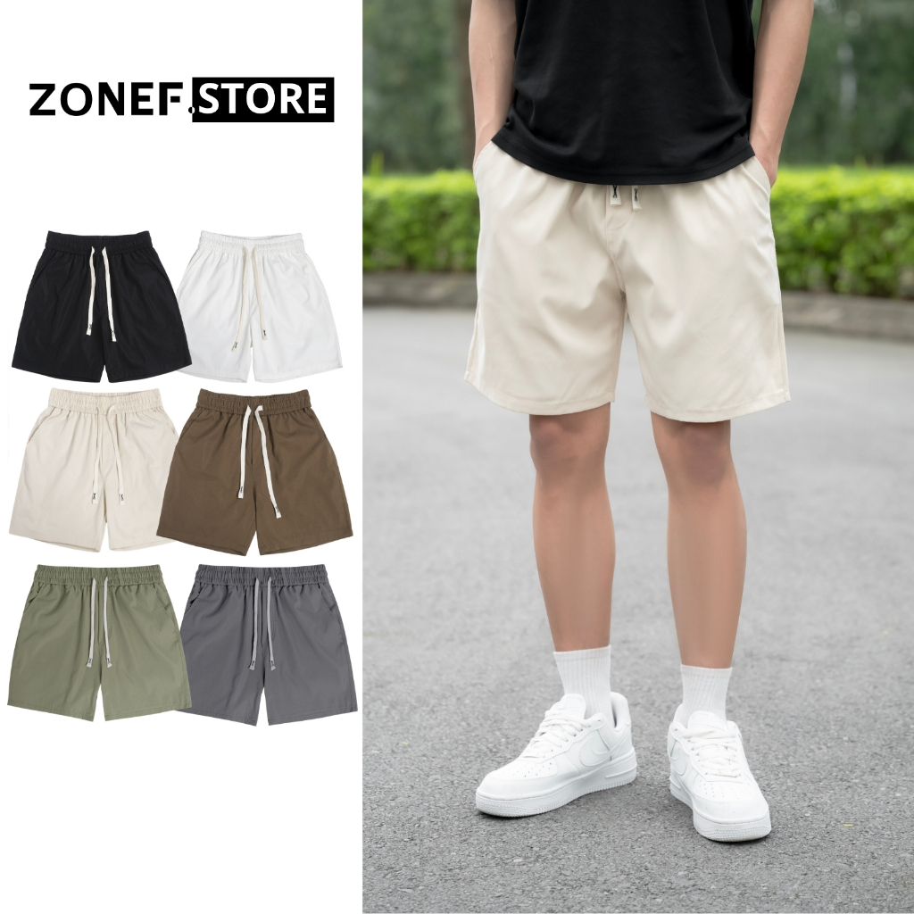 Quần Đùi Nam Kaki Cạp Chun Trển Gối ZONEF STORE Quần Short Chất Liệu Cao Cấp Thoáng Mát