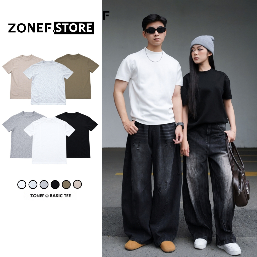 Áo Thun Ngắn Tay Cleanfit Tôn Vai Tôn Dáng ZONEF STORE, Áo Thun Mềm Mịn Co Giãn Phong Cách Trẻ Trung