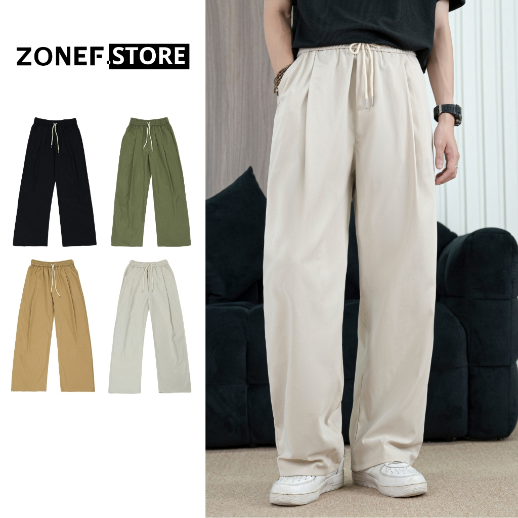 Quần Vải Ống Rộng kaki Dù Xếp Ly From Suông ZONEF STORE ,Quần Dài Ống Đứng Chất Liệu Kaki 2 Da Mềm Mát Thỏa Mái QKK