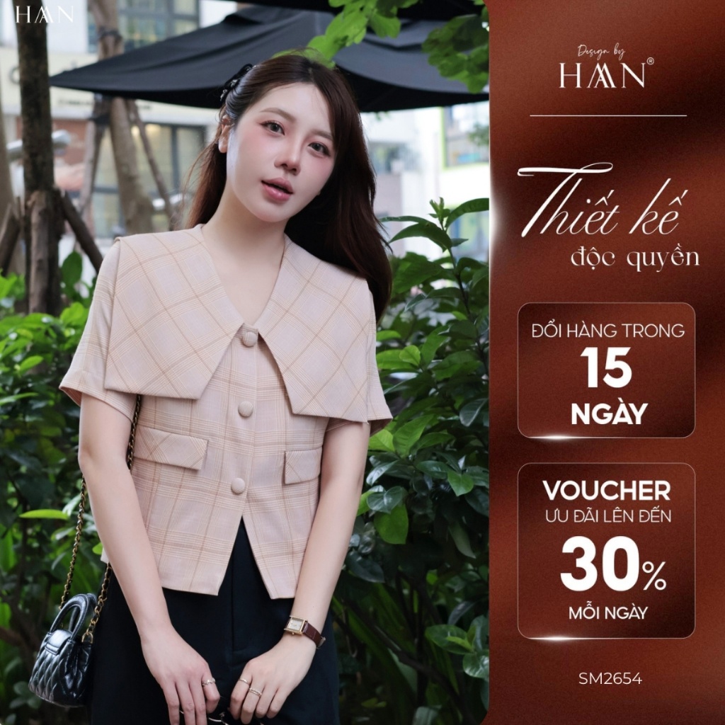 Áo Ký Giả Thiết Kế Họa Tiết Kẻ Màu Vàng Nâu Sang Trọng Nhã Nhặn HAAN Design SM2654