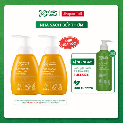 Combo x2 Bọt Rửa Tay Thiên Nhiên Gừng Dứa Cỏ Cây Hoa Lá, dịu nhẹ, bảo vệ da tay nhạy cảm