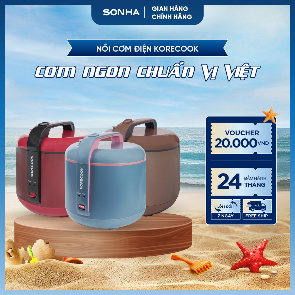 [Chính Hãng] Nồi Cơm Điện Cao Cấp 1.8L KoreCook - Kiểu dáng Hàn Quốc hiện đại - Công nghệ nấu 3D giúp cơm dẻo ngon